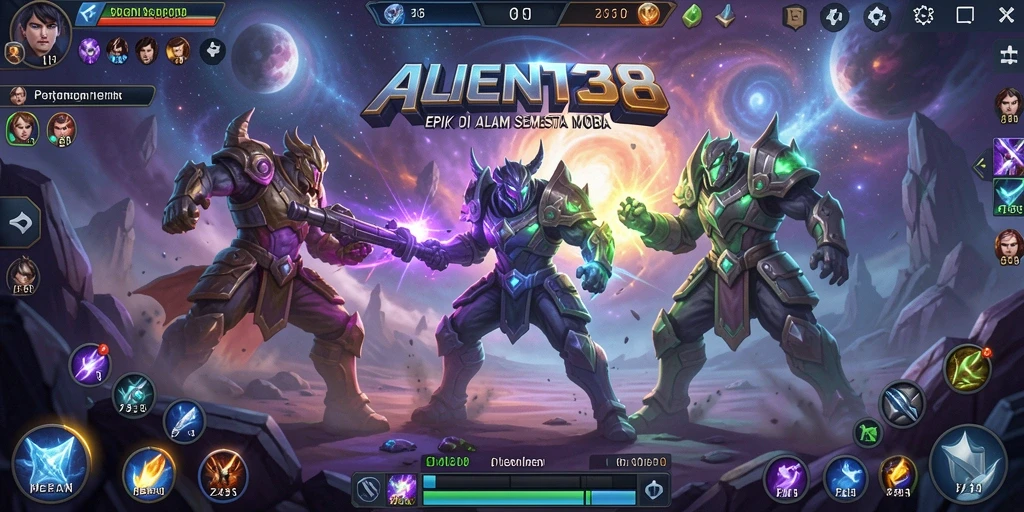 Screenshot gameplay ALIEN138 menampilkan aksi seru dalam pertarungan MOBA.