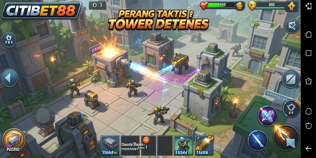 Gameplay menegangkan CITIBET88 dalam pertarungan Tower Defense.