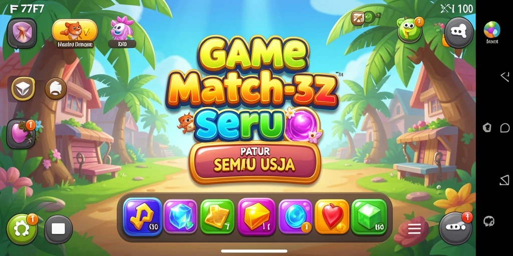 Tampilan gameplay seru dari F7F7 dengan tantangan match-3.