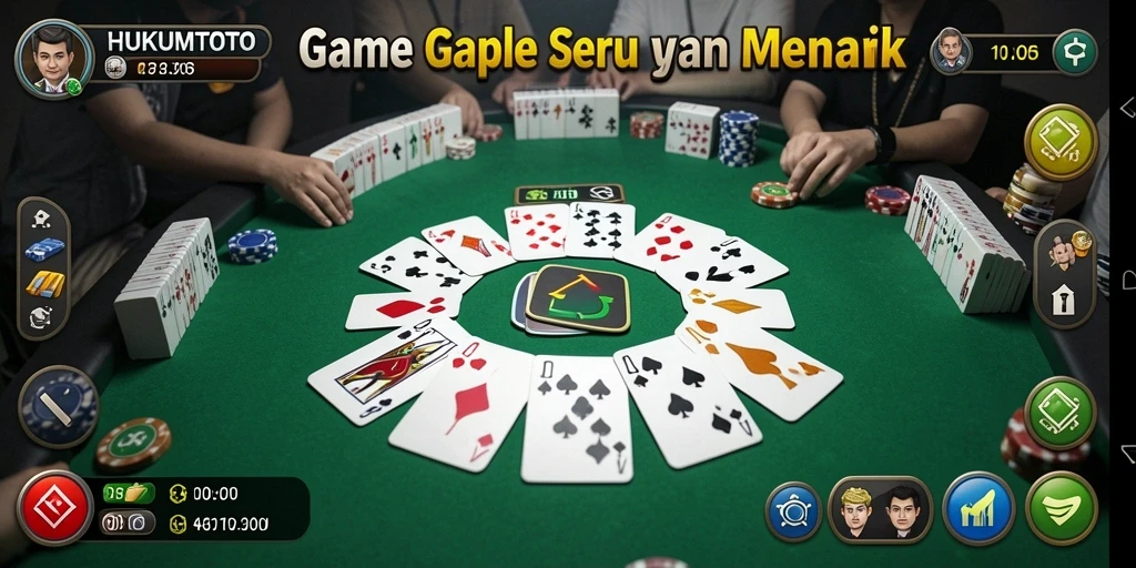 Tampilan gameplay seru dari HUKUMTOTO yang menampilkan strategi Gaple.