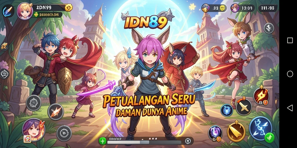 Tampilan gameplay IDN89 yang mengasyikkan dengan karakter anime.