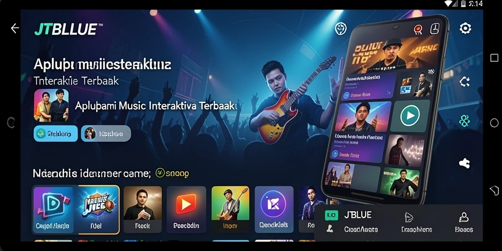 Tampilan gameplay JTBLUE dengan interaksi musik yang seru.