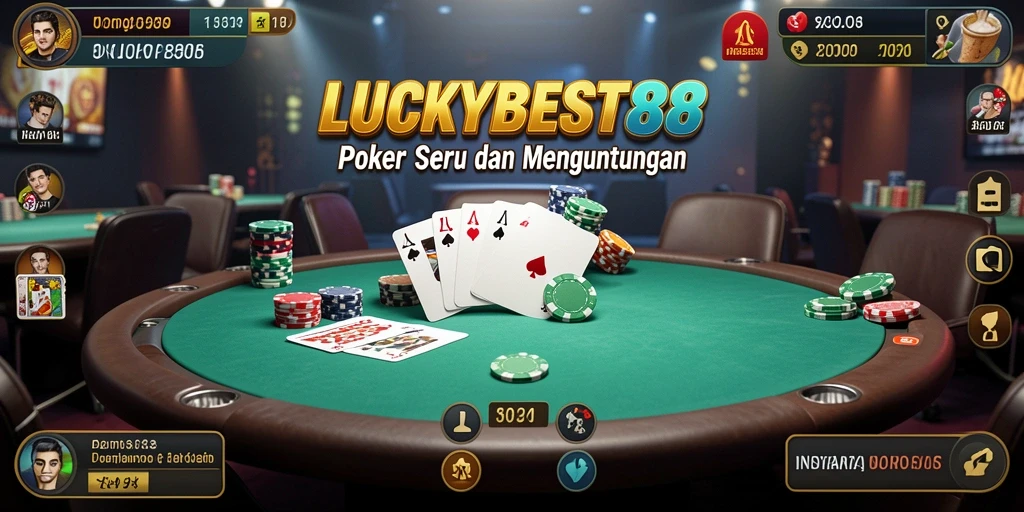 Tampilan gameplay Poker yang mengasyikkan dan interaktif di LUCKYBEST88.