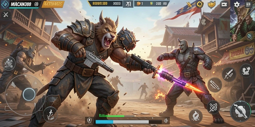 Tampak seru dari gameplay Battle Royale MACAN388.