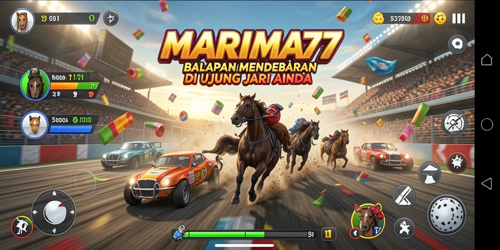 Tampilan gameplay MARIMA77 yang mendebarkan dan penuh aksi balapan.