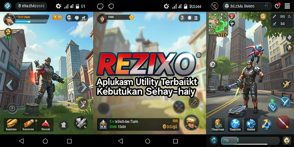 Screenshot utama REZIXO menunjukkan tampilan fitur-fitur utility.