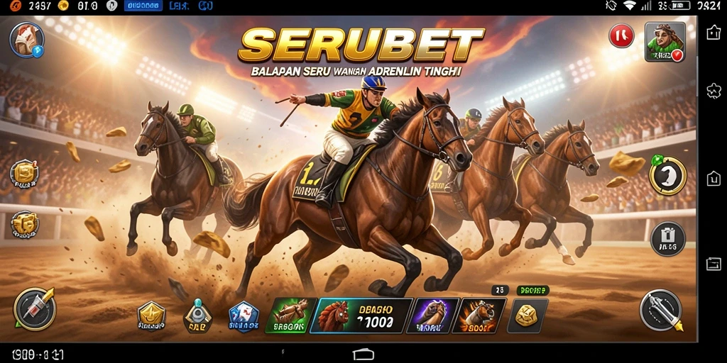 Screenshot gameplay SERUBET menampilkan balapan penuh adrenalin dan grafik menakjubkan.