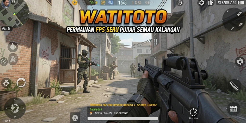 Screenshot gameplay WATITOTO menampilkan adegan aksi menembak yang mendebarkan.